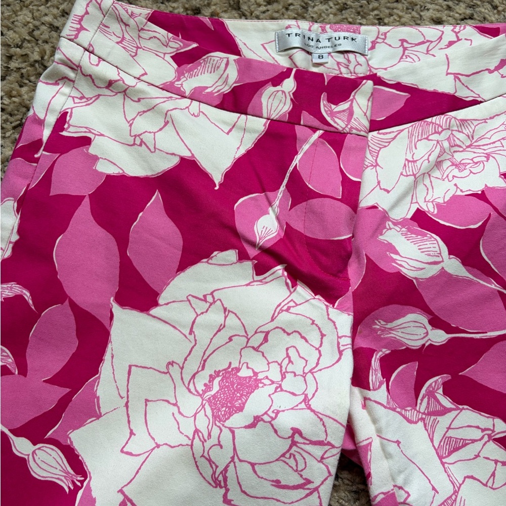 Trina Turk Floral Pink Wide-Leg Pants - Picture 3 of 11